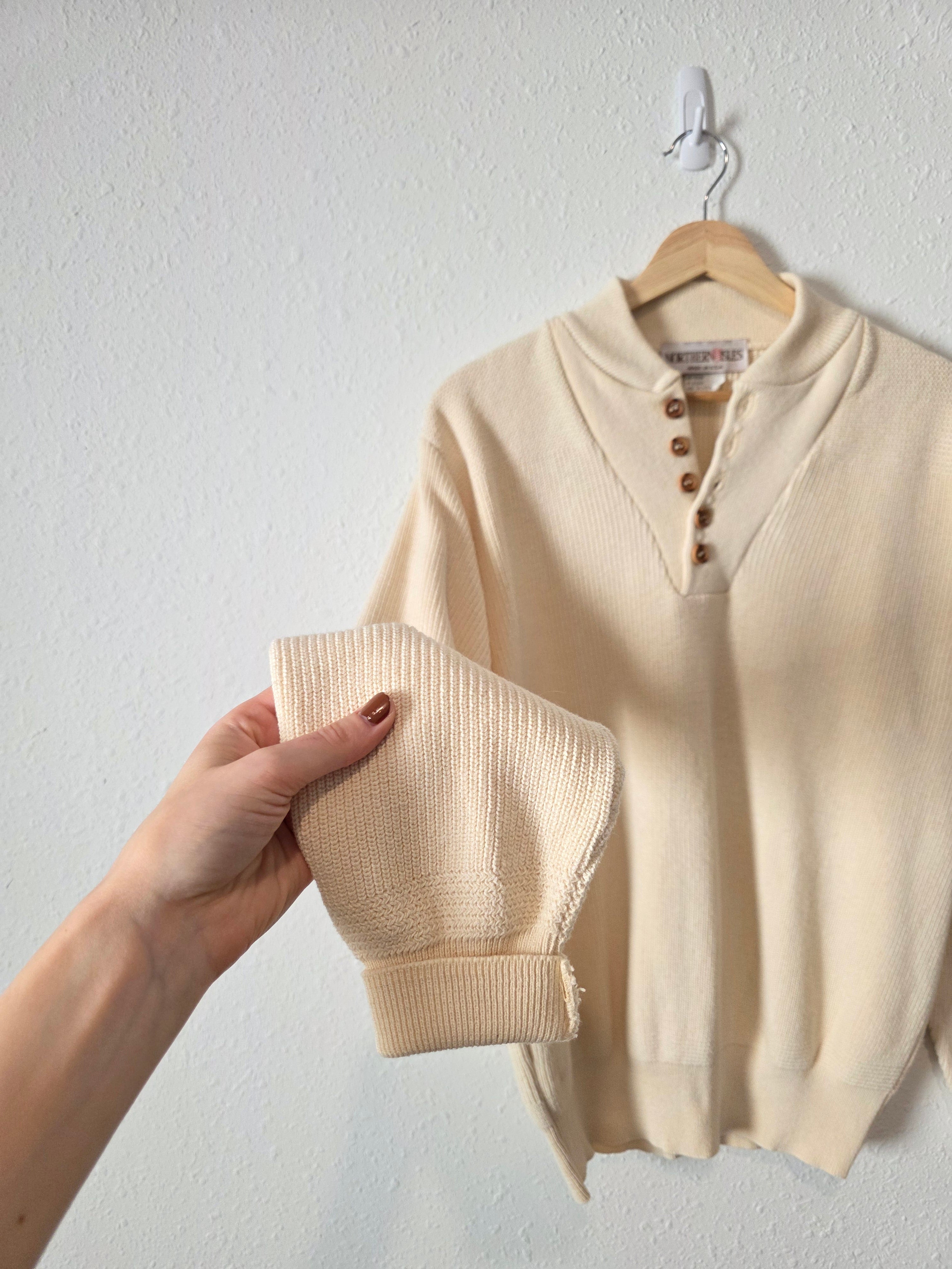 Vintage Cotton Henley Sweater (L)
