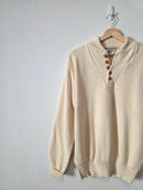 Vintage Cotton Henley Sweater (L)