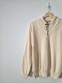 Vintage Cotton Henley Sweater (L)