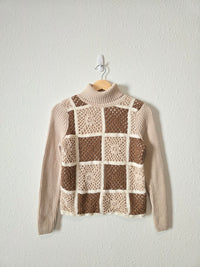 Vintage Crochet Turtleneck Sweater (XS)