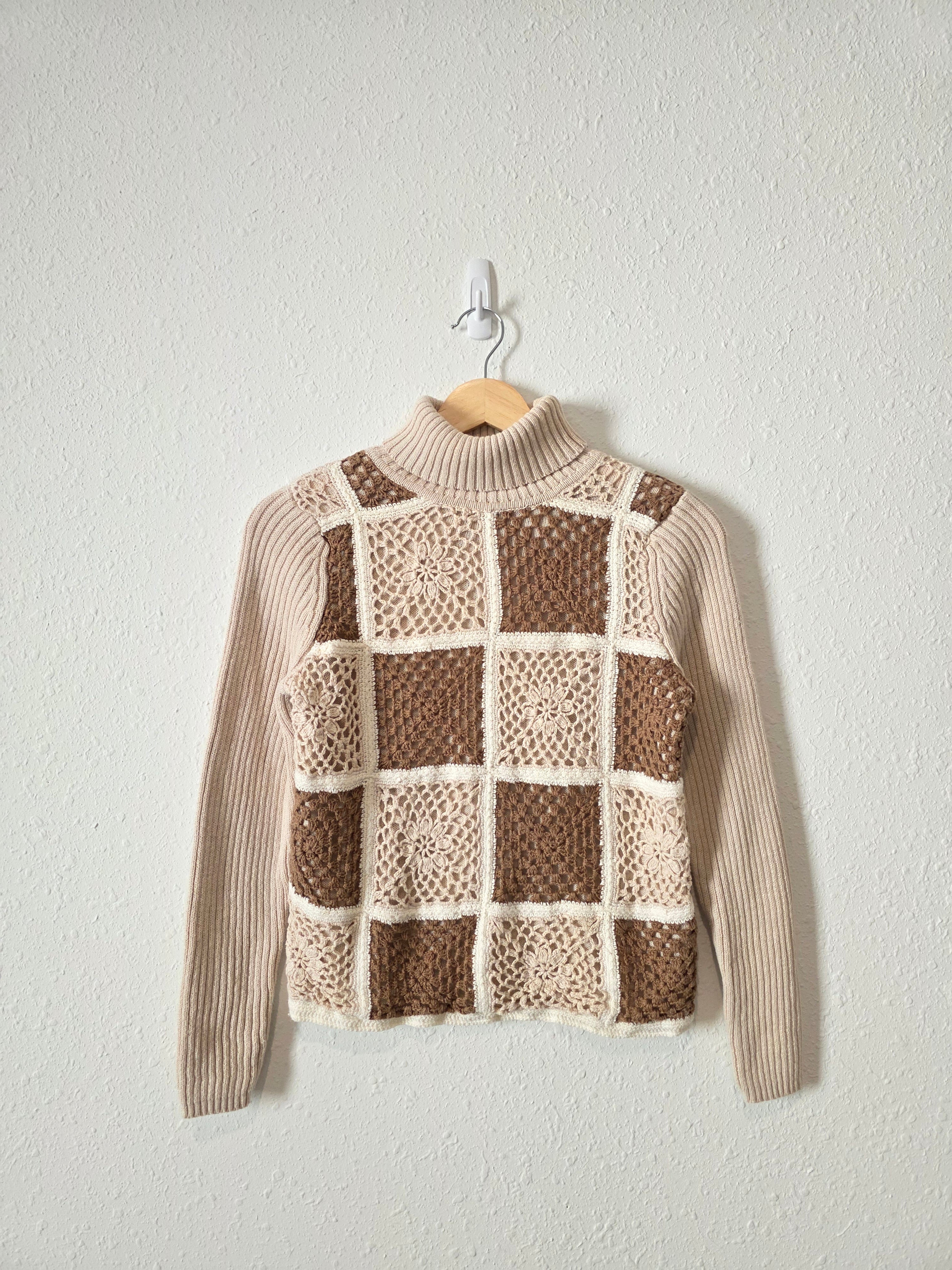 Vintage Crochet Turtleneck Sweater (XS)