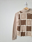 Vintage Crochet Turtleneck Sweater (XS)