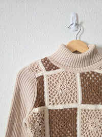 Vintage Crochet Turtleneck Sweater (XS)