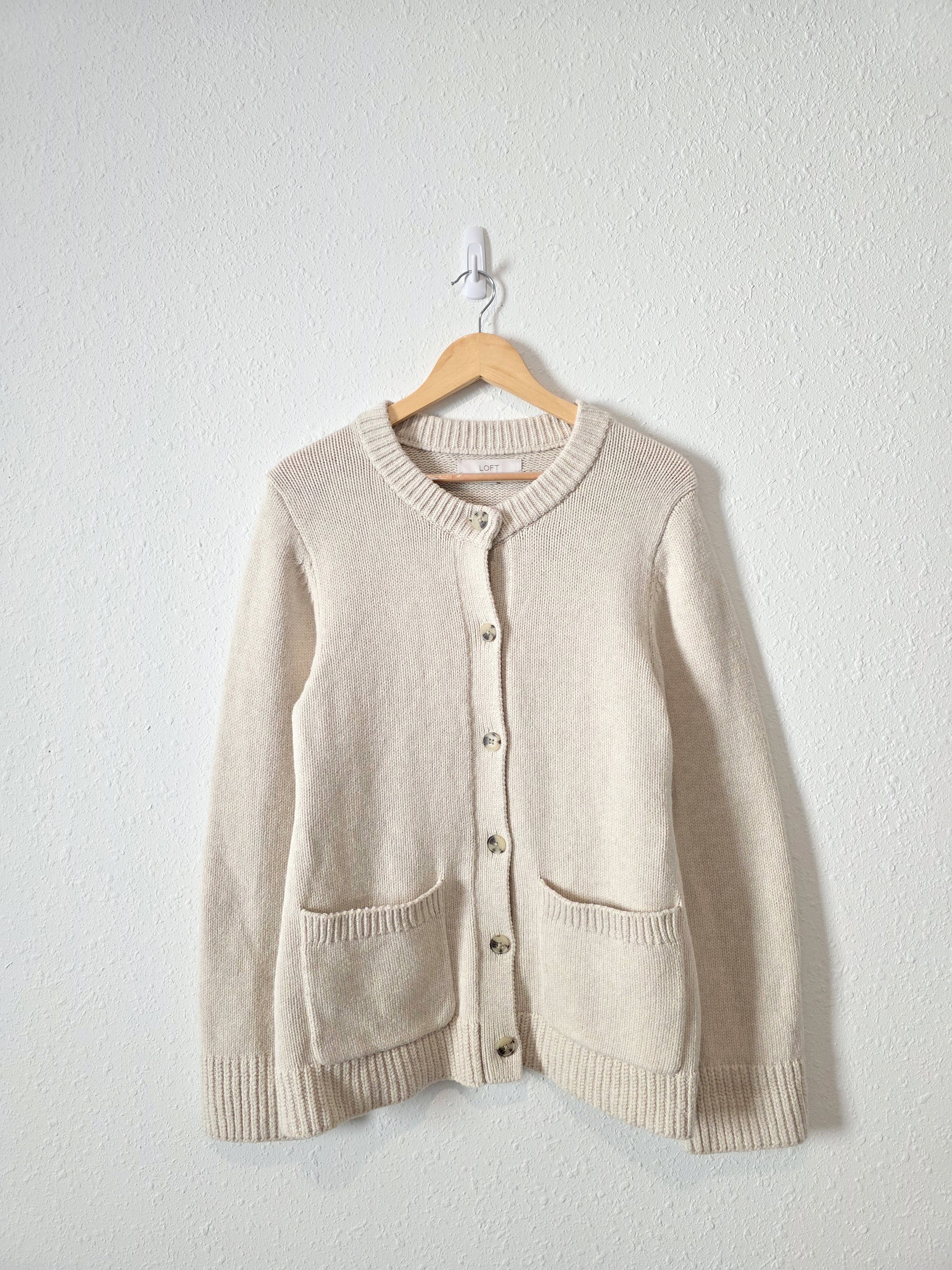 Loft Oat Button Up Cardigan Sweater (XL)