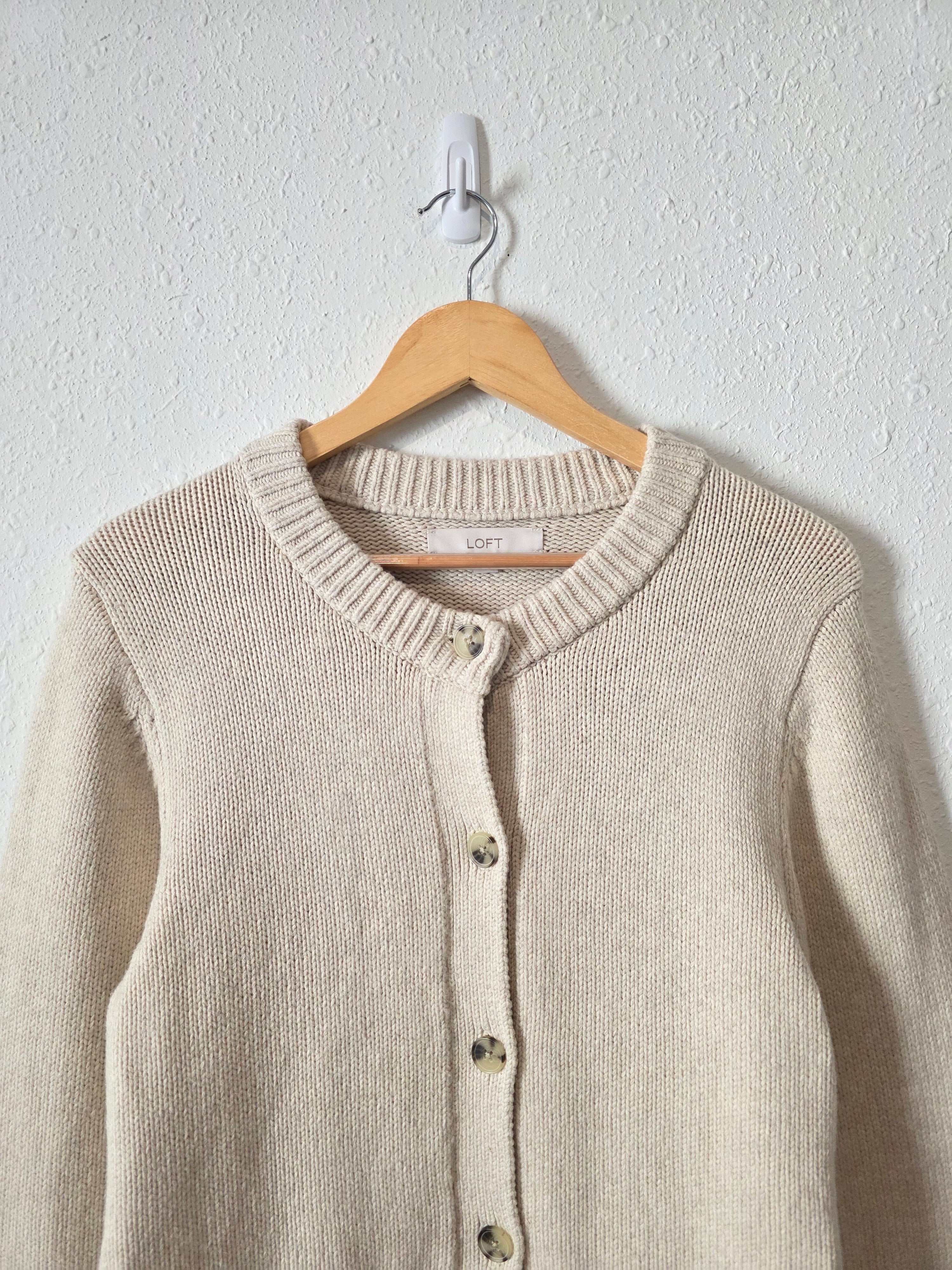 Loft Oat Button Up Cardigan Sweater (XL)