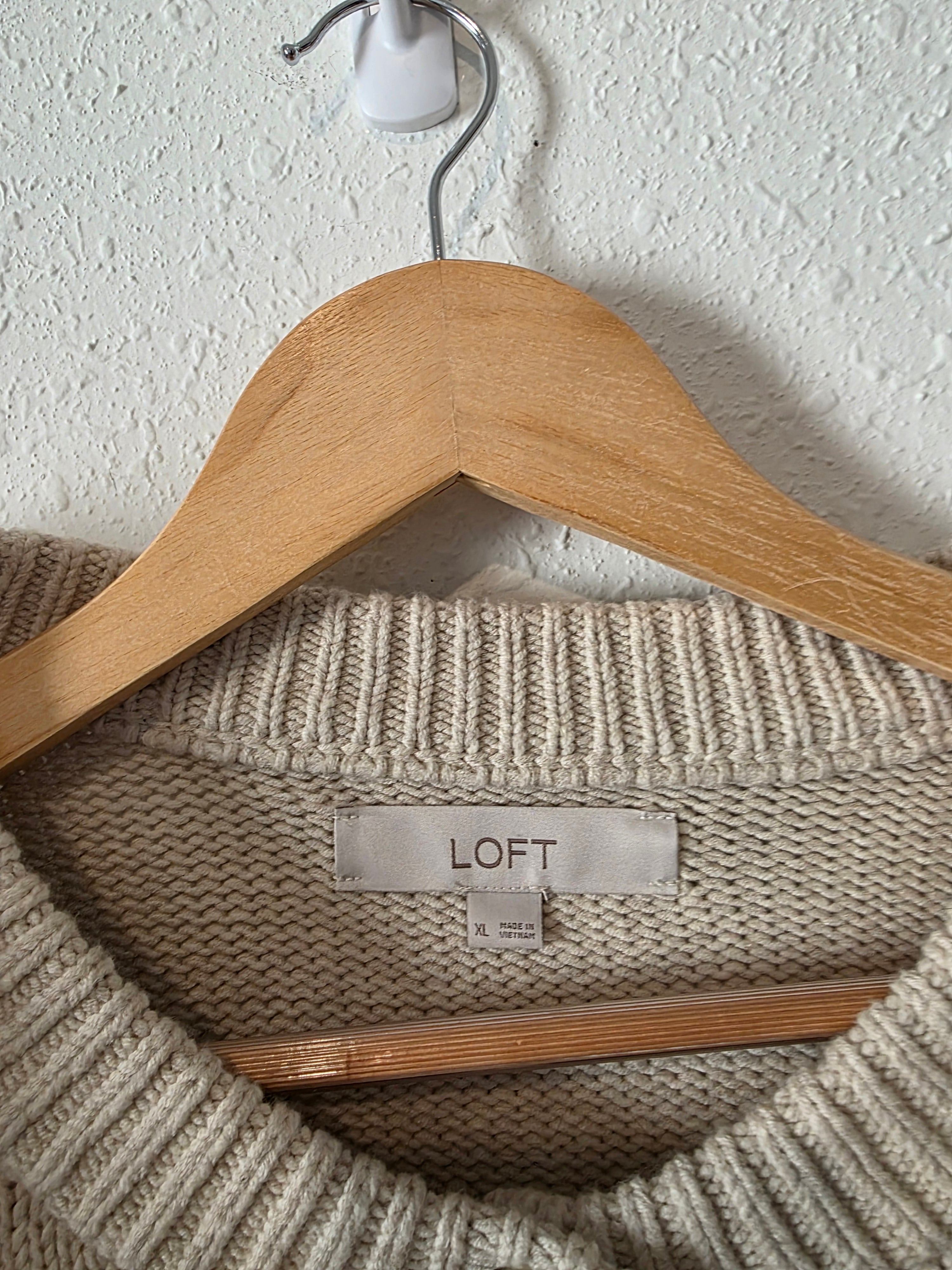 Loft Oat Button Up Cardigan Sweater (XL)