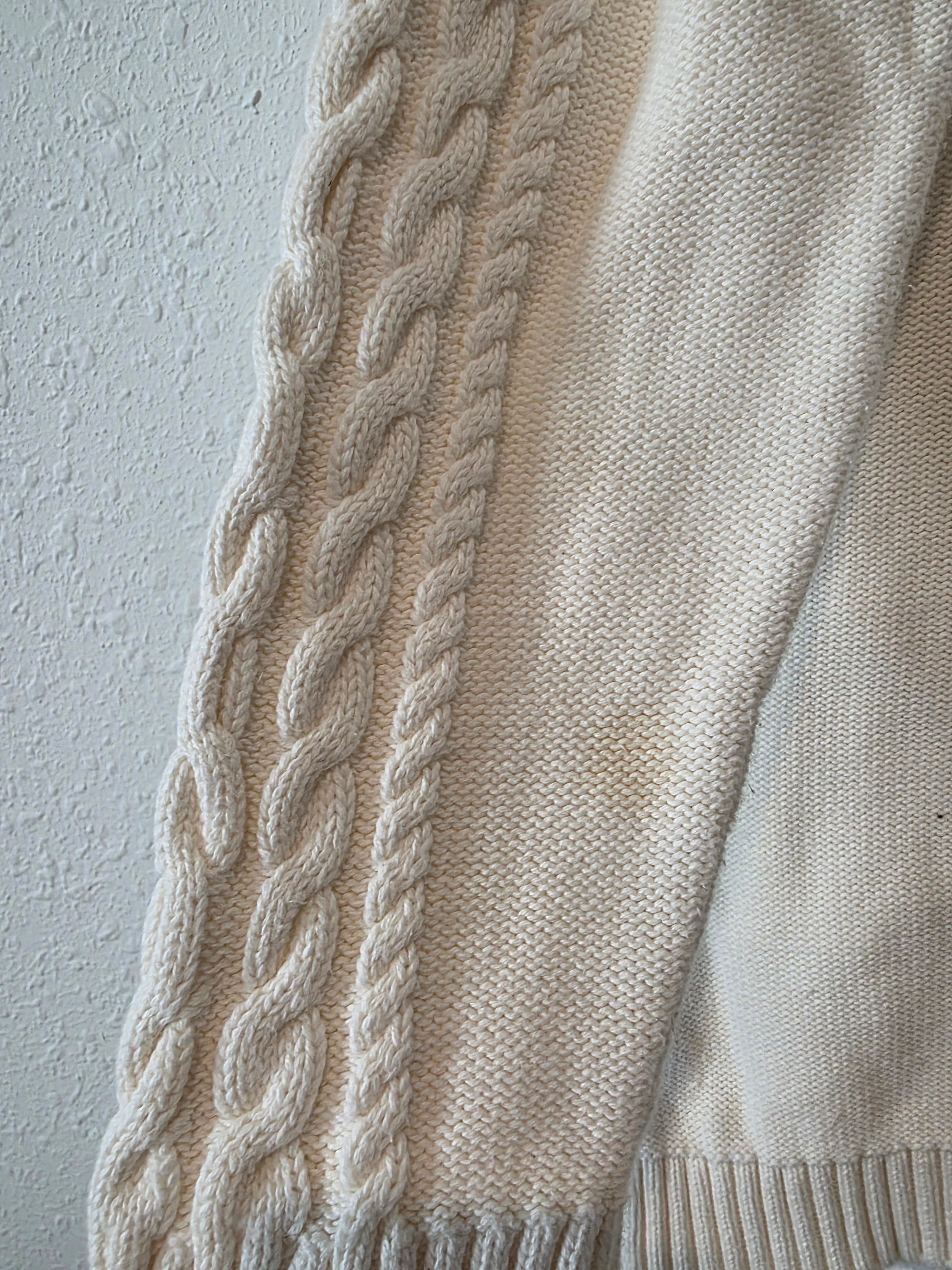 LL Bean Cable Knit Cotton Cardigan (XL)