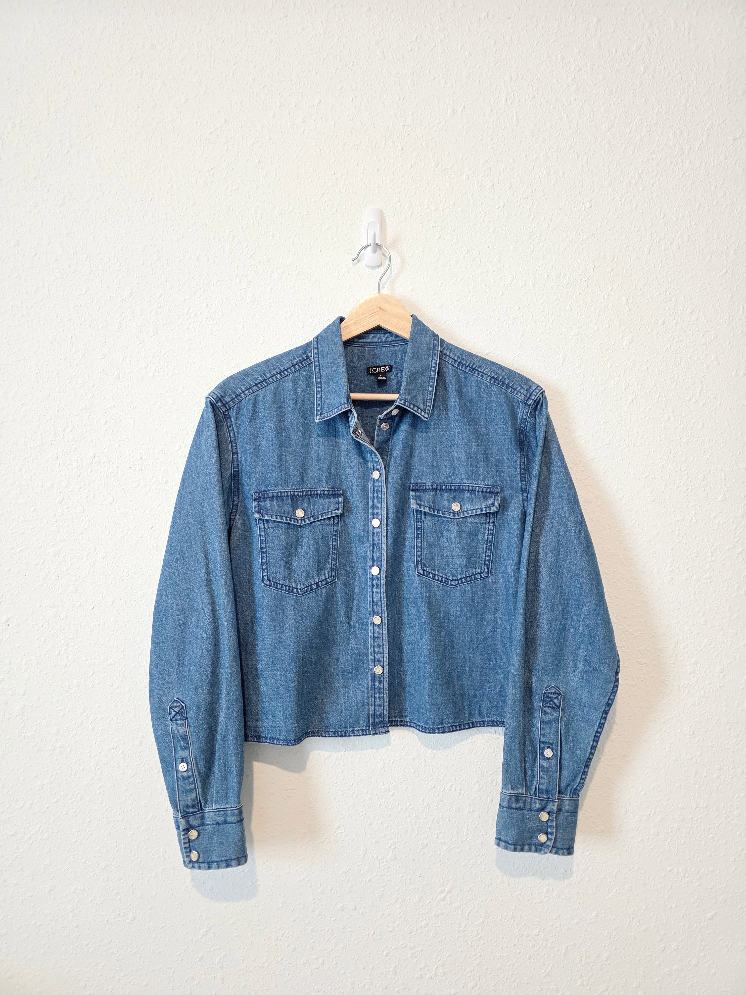 J.Crew Cropped Denim Button Up Shirt (6)