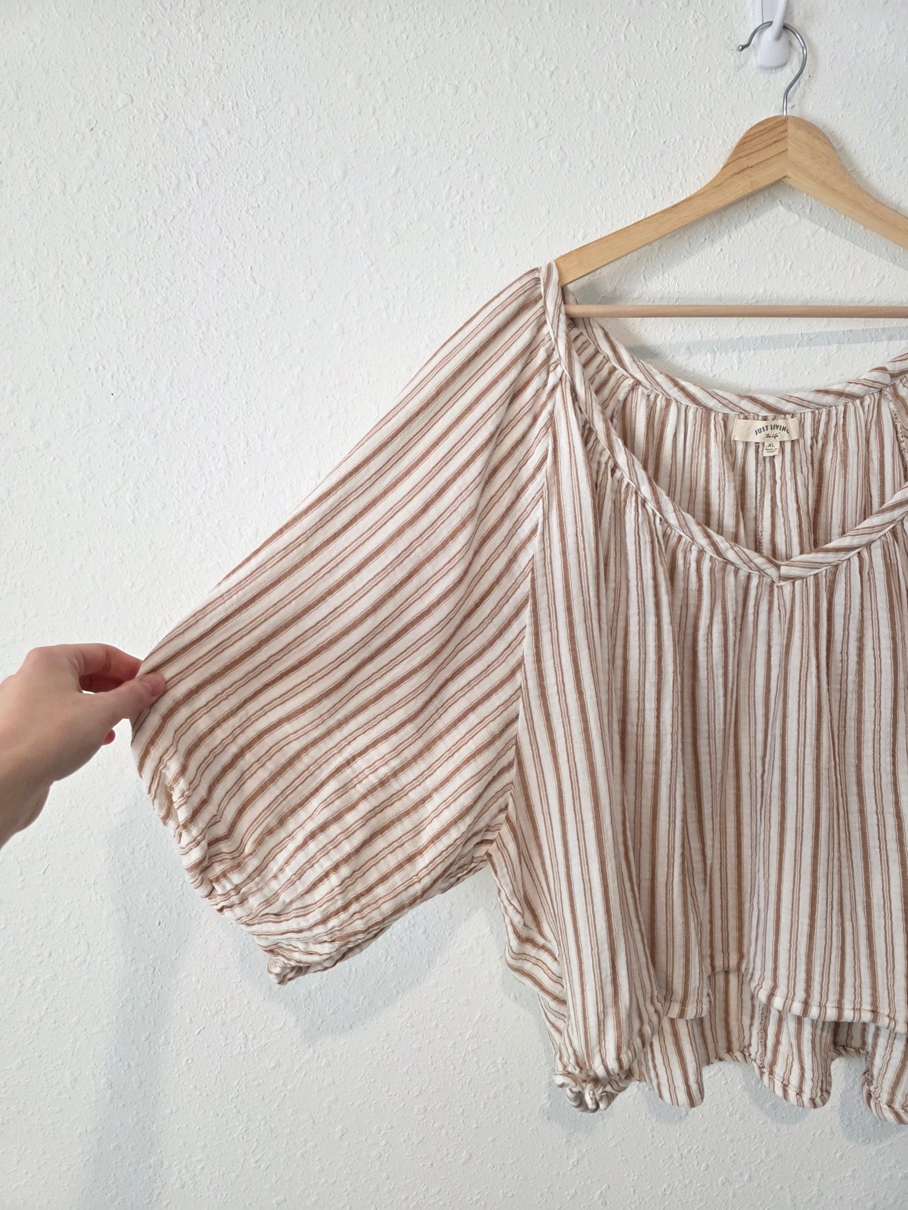 Striped Cotton Gauze Top (XL)
