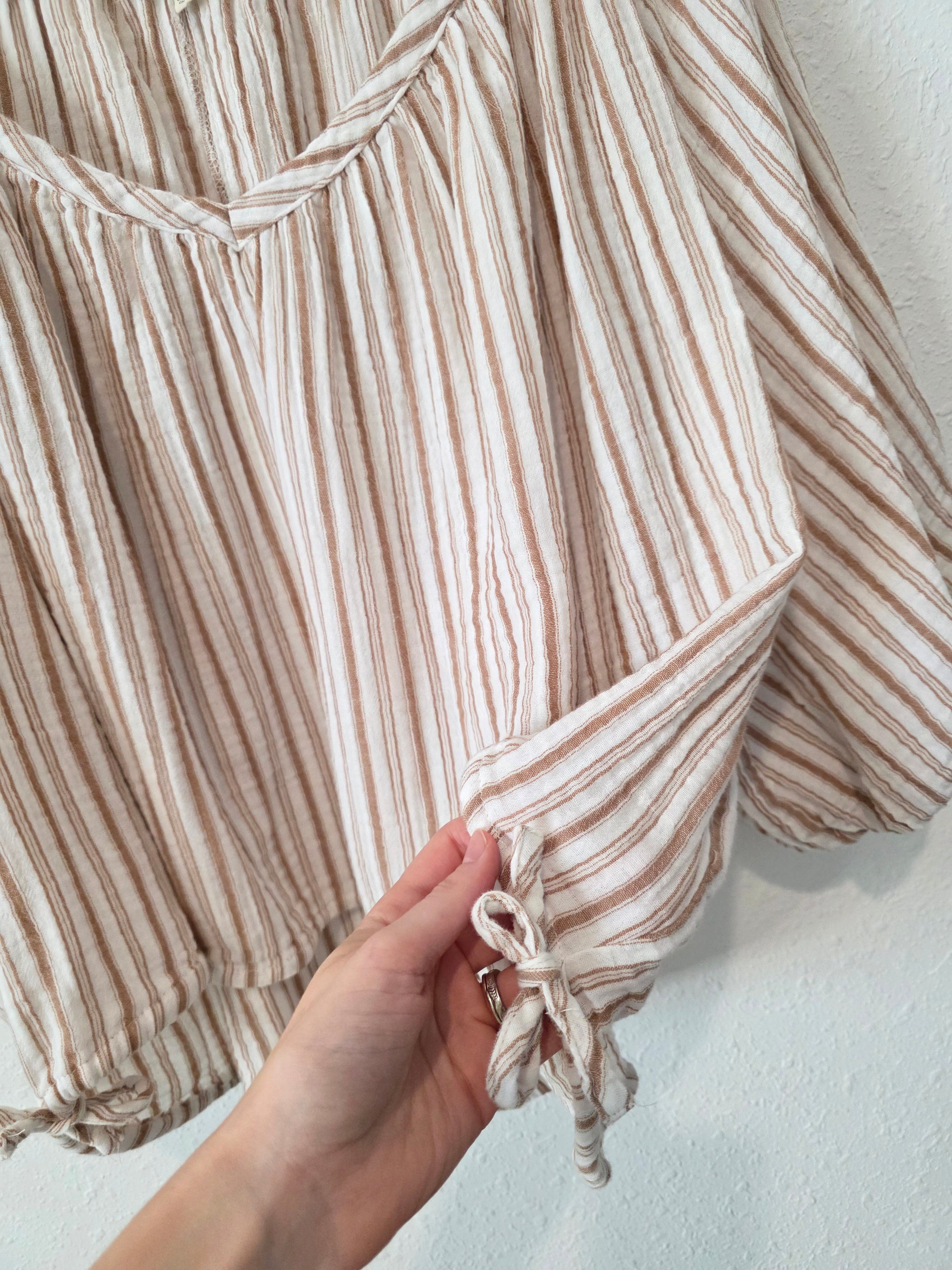Striped Cotton Gauze Top (XL)