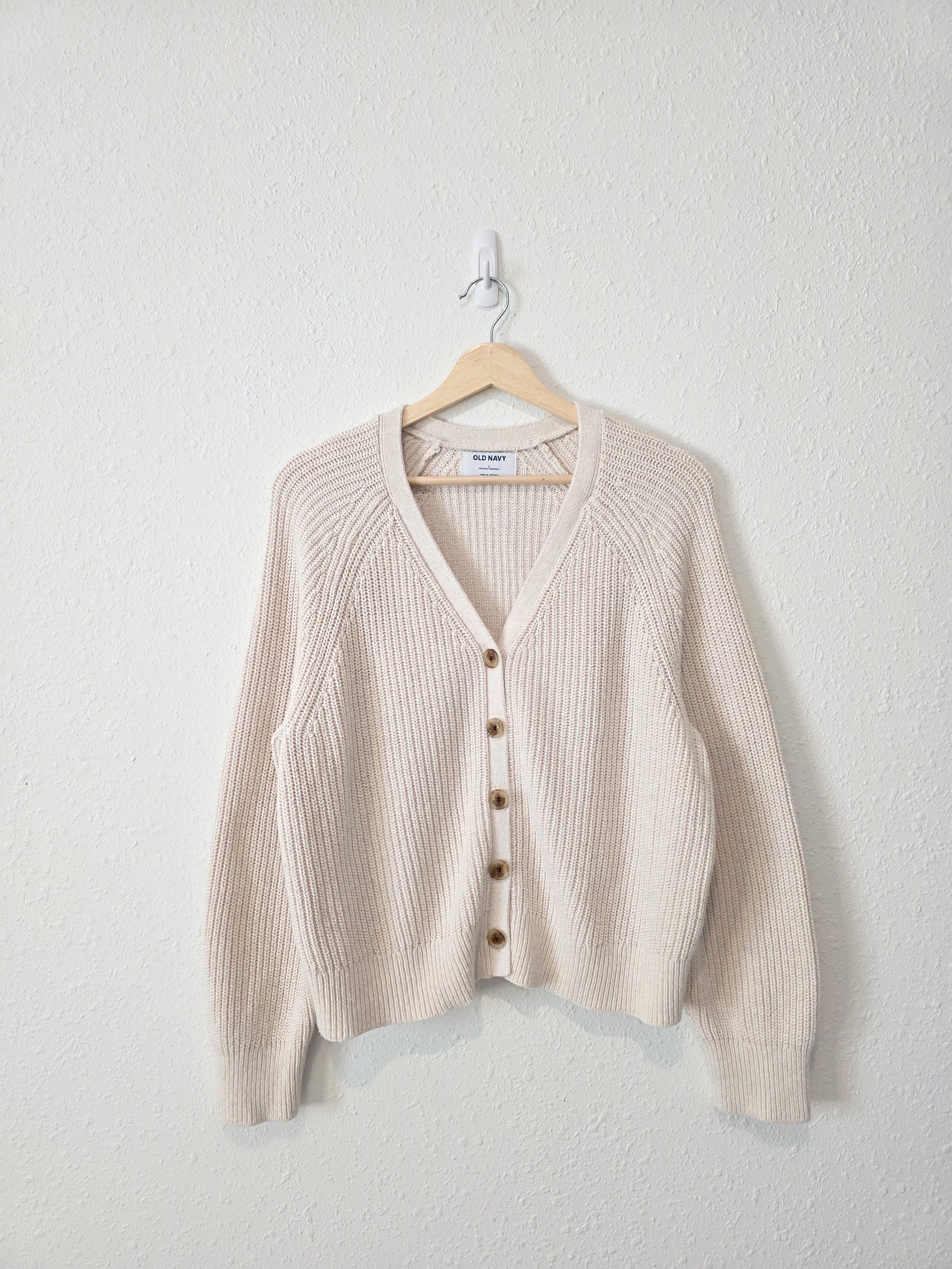 Neutral Cotton Ribbed Cardigan (L)
