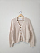 Neutral Cotton Ribbed Cardigan (L)