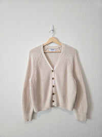 Neutral Cotton Ribbed Cardigan (L)