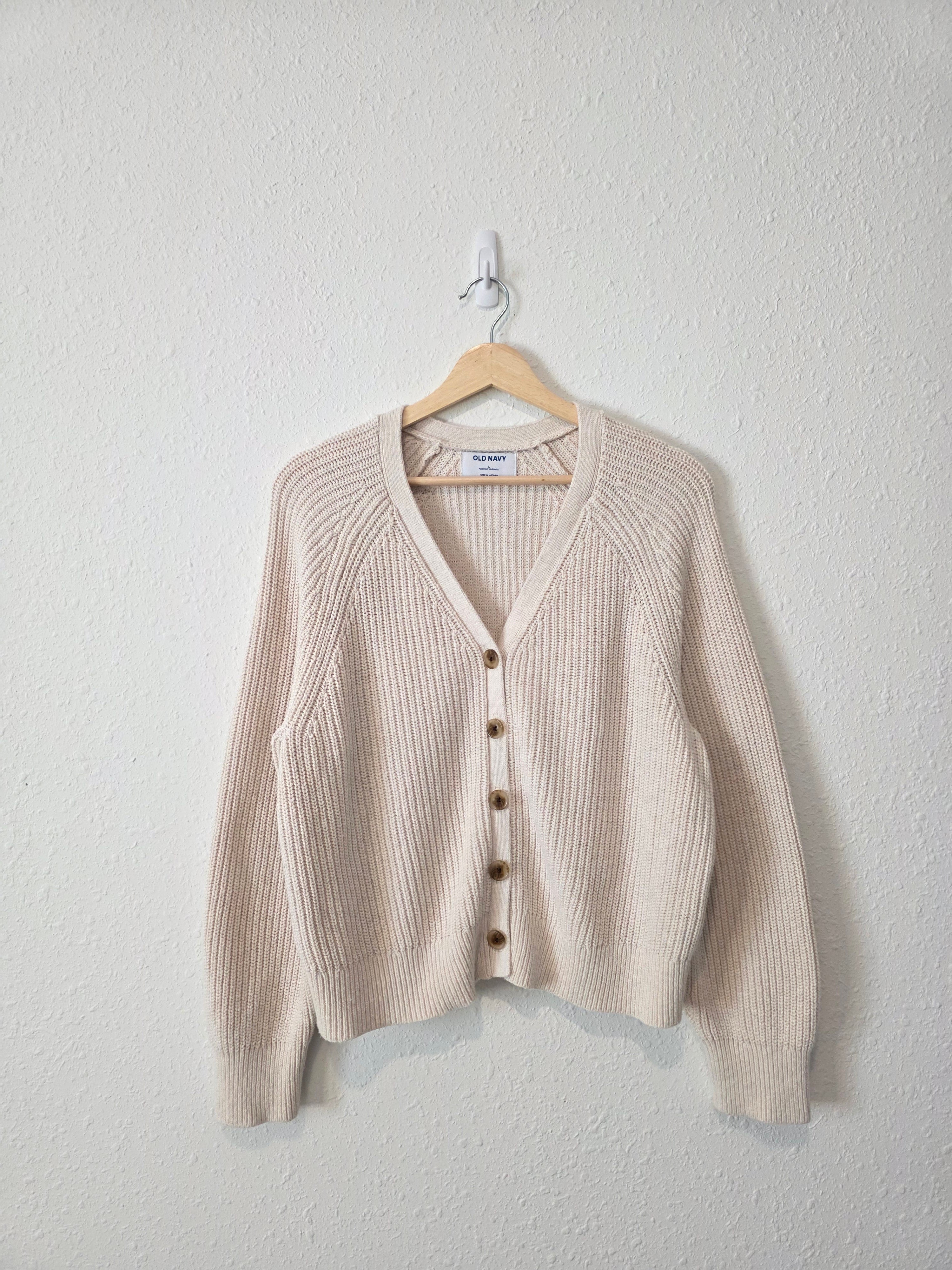 Neutral Cotton Ribbed Cardigan (L)