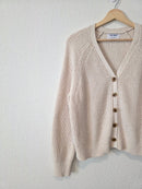 Neutral Cotton Ribbed Cardigan (L)