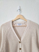 Neutral Cotton Ribbed Cardigan (L)