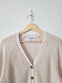 Neutral Cotton Ribbed Cardigan (L)