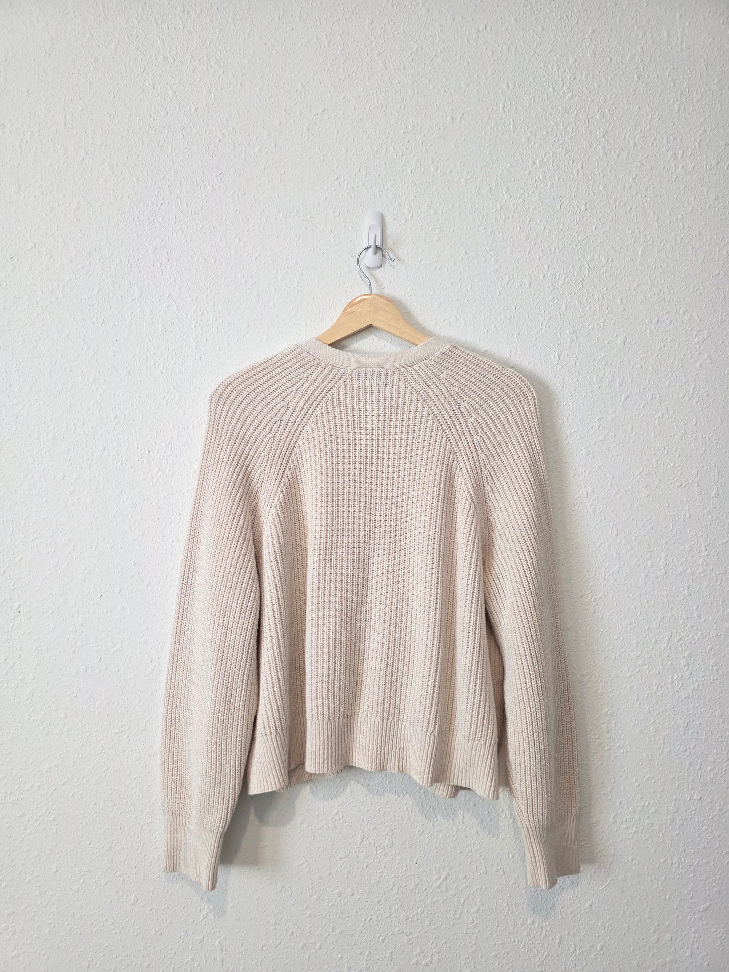Neutral Cotton Ribbed Cardigan (L)