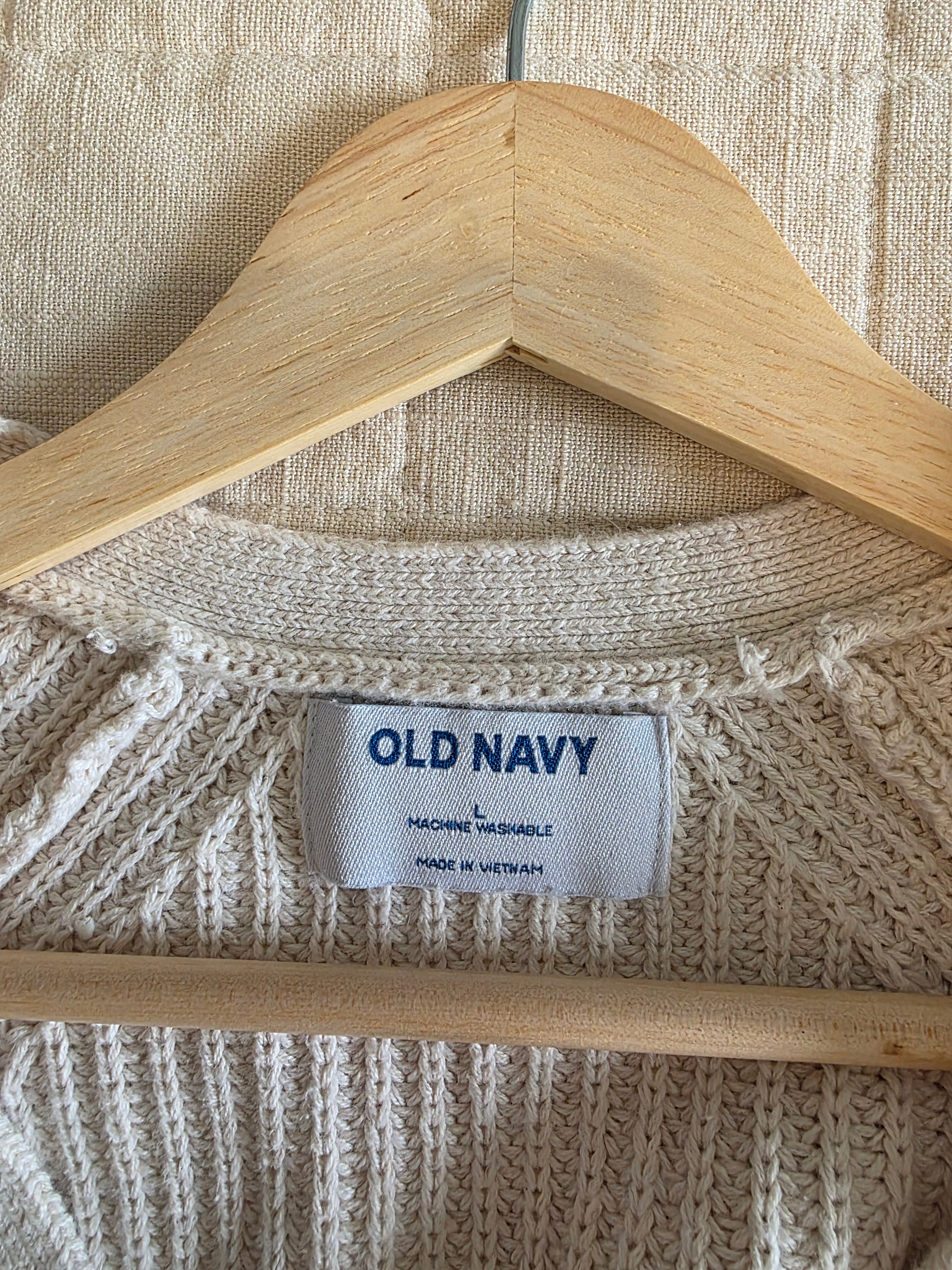 Neutral Cotton Ribbed Cardigan (L)