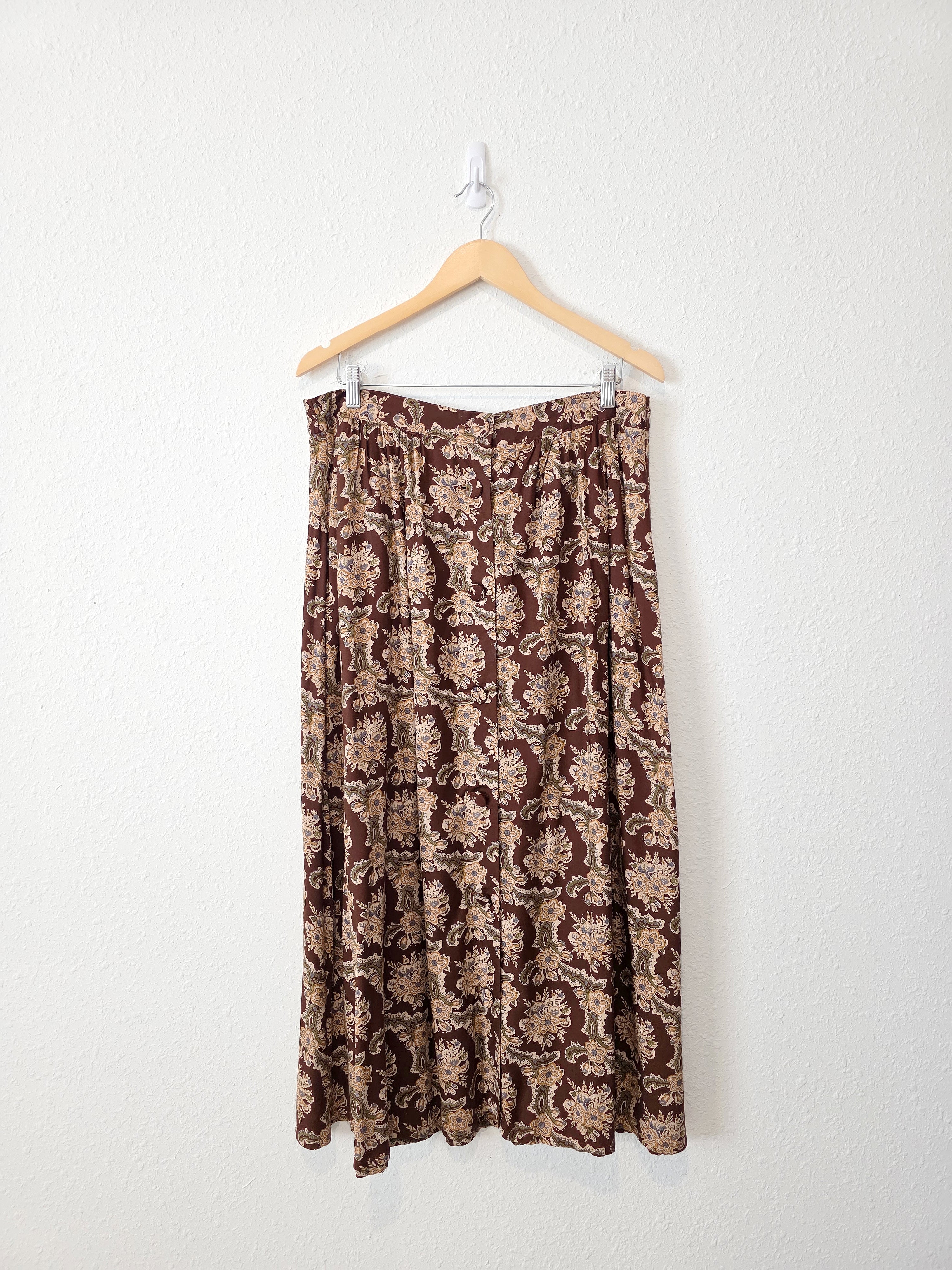 Vintage Floral Midi Skirt (XL)