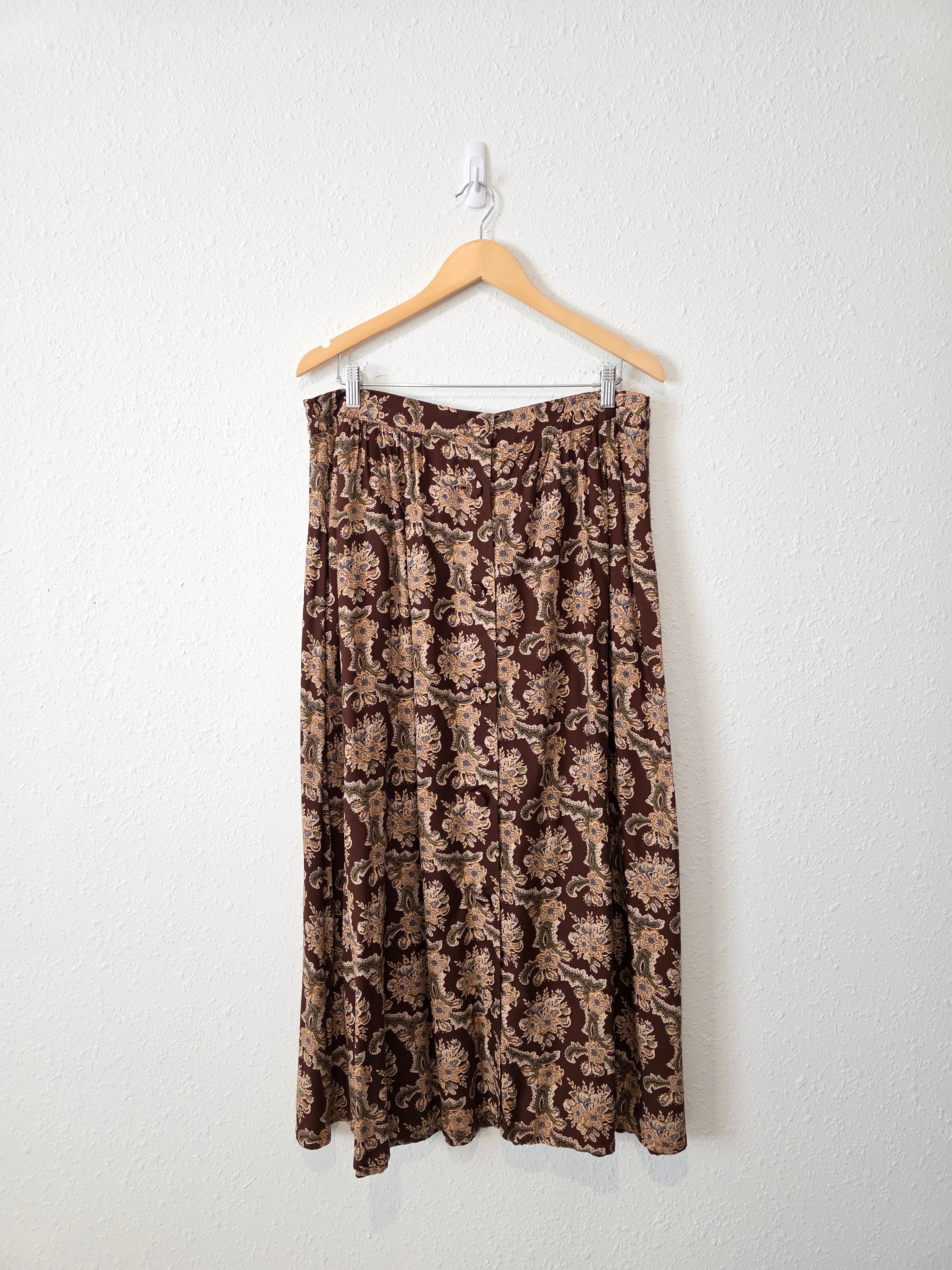 Vintage Floral Midi Skirt (XL)