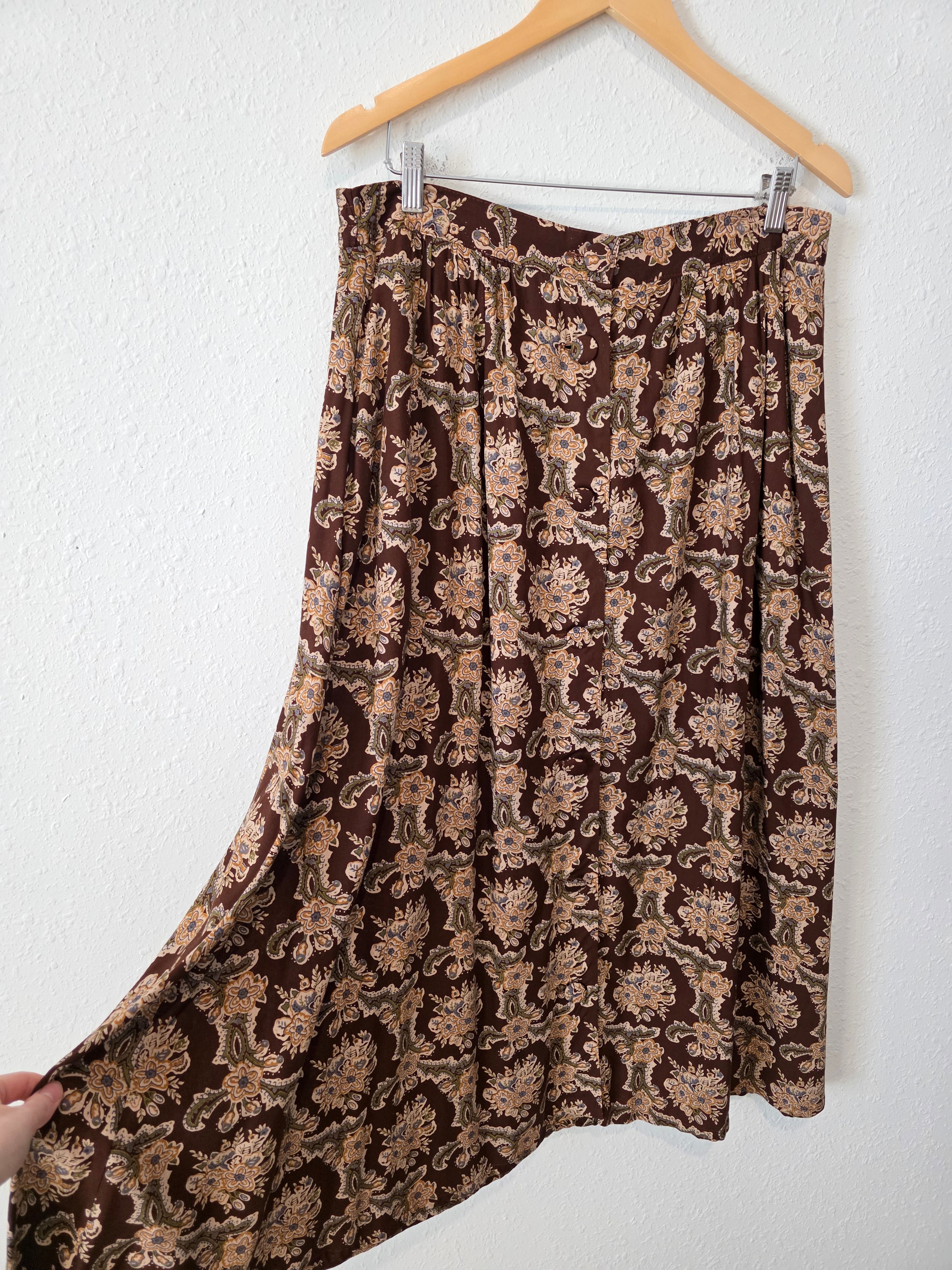 Vintage Floral Midi Skirt (XL)