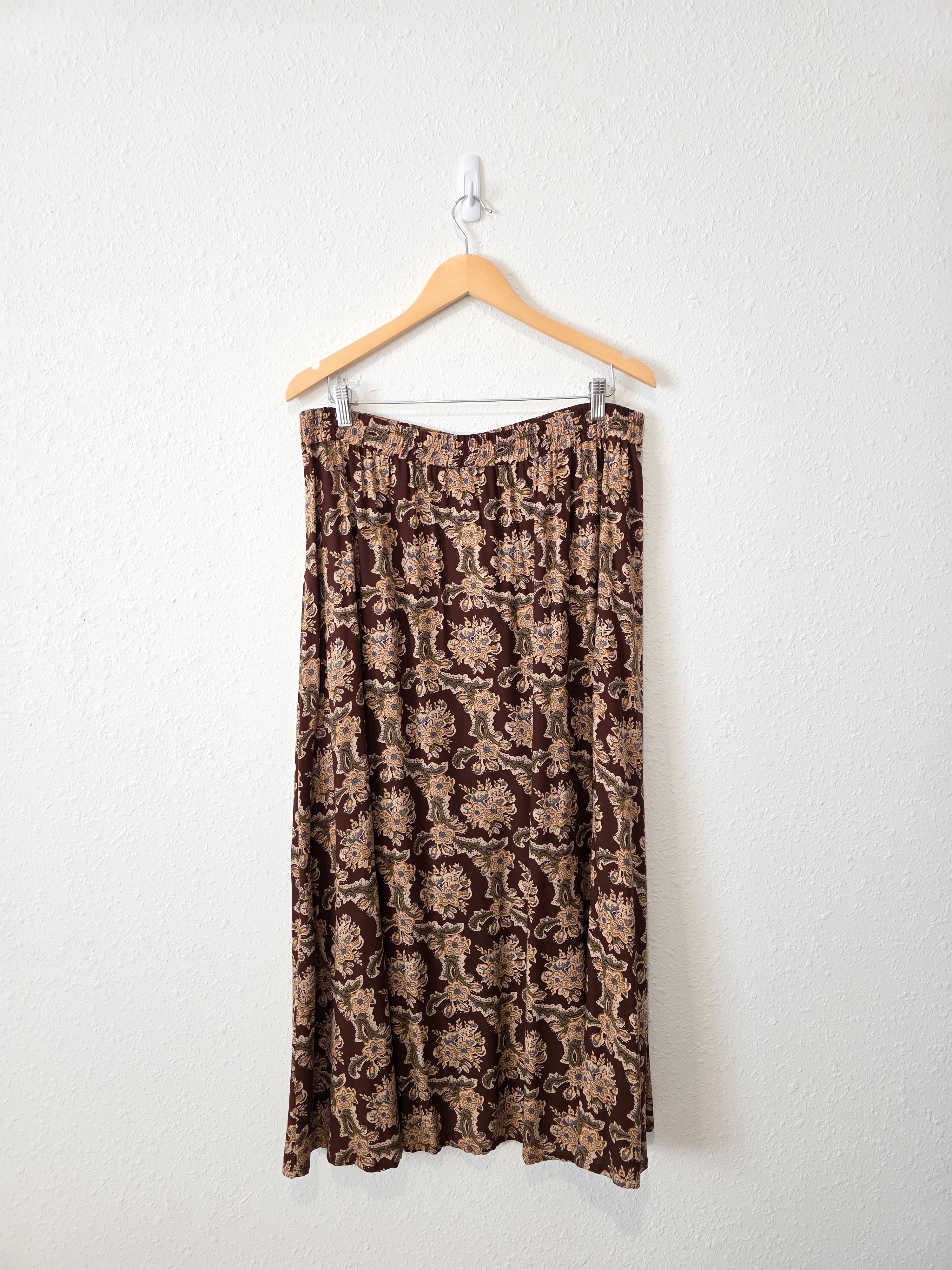 Vintage Floral Midi Skirt (XL)