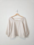 Square Neck Puff Sleeve Linen Top (M)