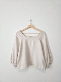 Square Neck Puff Sleeve Linen Top (M)