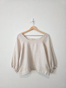Square Neck Puff Sleeve Linen Top (M)