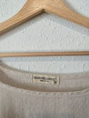 Square Neck Puff Sleeve Linen Top (M)