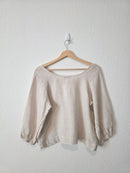 Square Neck Puff Sleeve Linen Top (M)