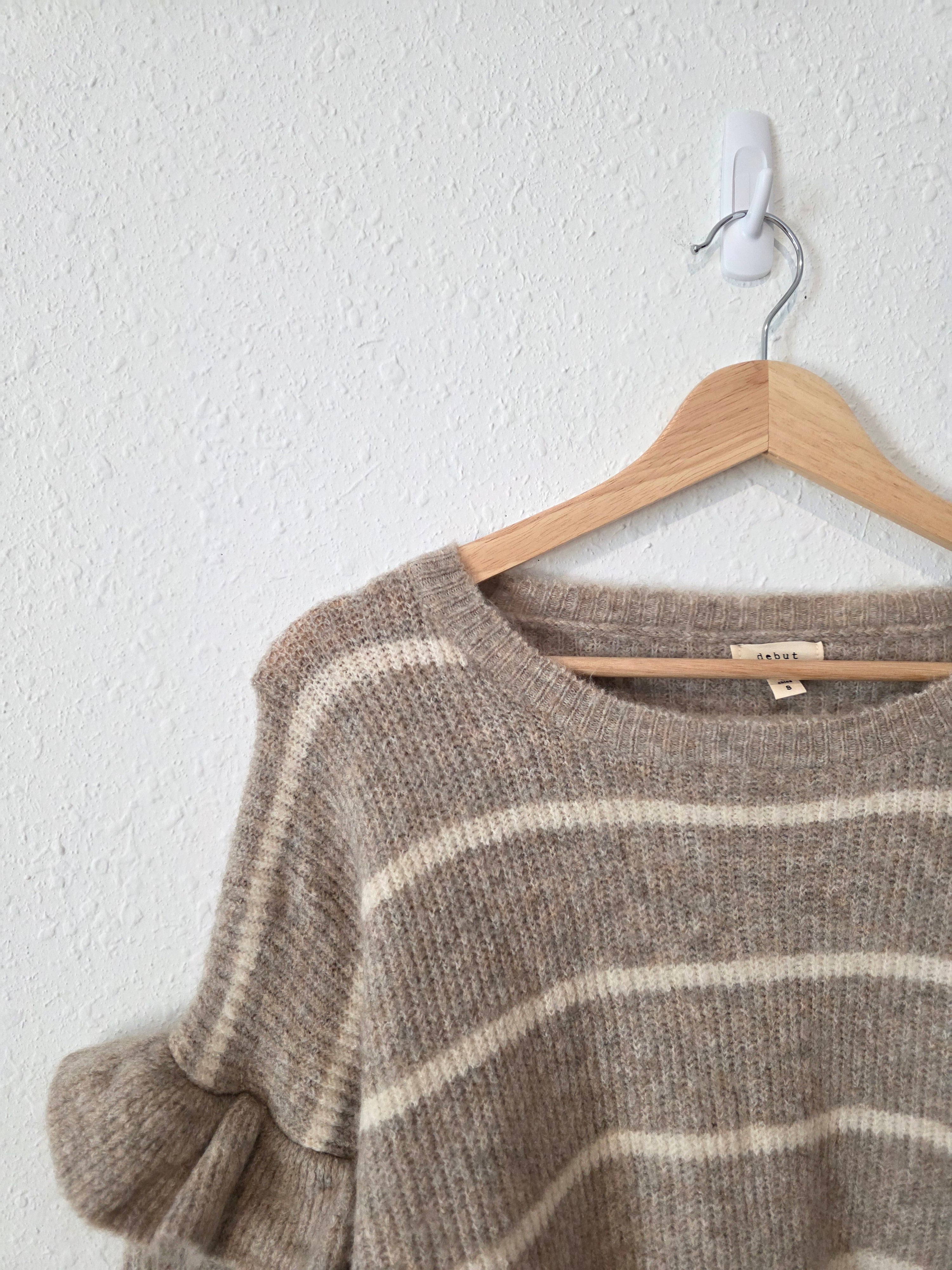 NEW Ruffle Striped Sweater (S)