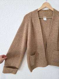 Brown Ribbed Cardigan Sweater (S/M)