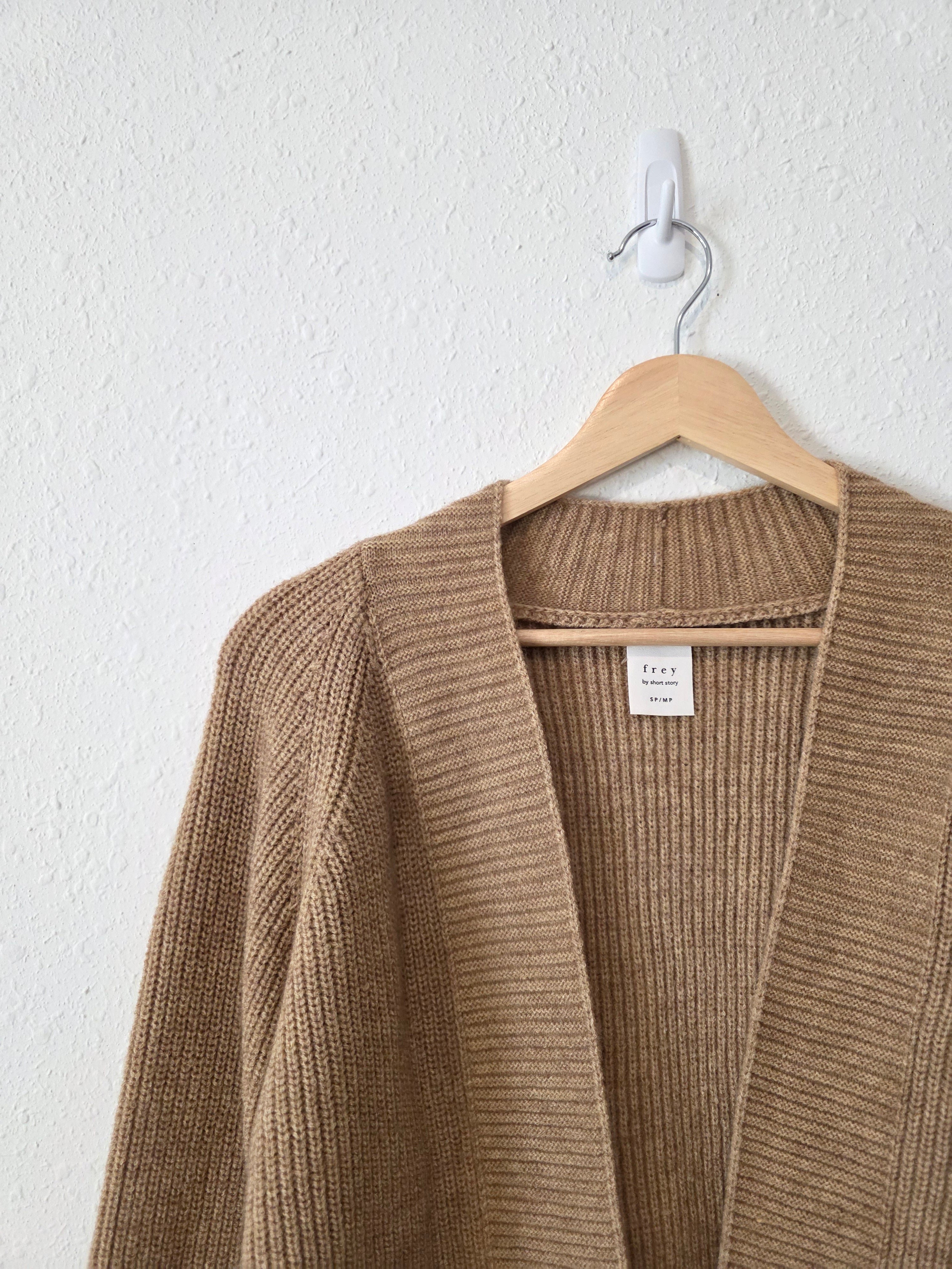 Brown Ribbed Cardigan Sweater (S/M)