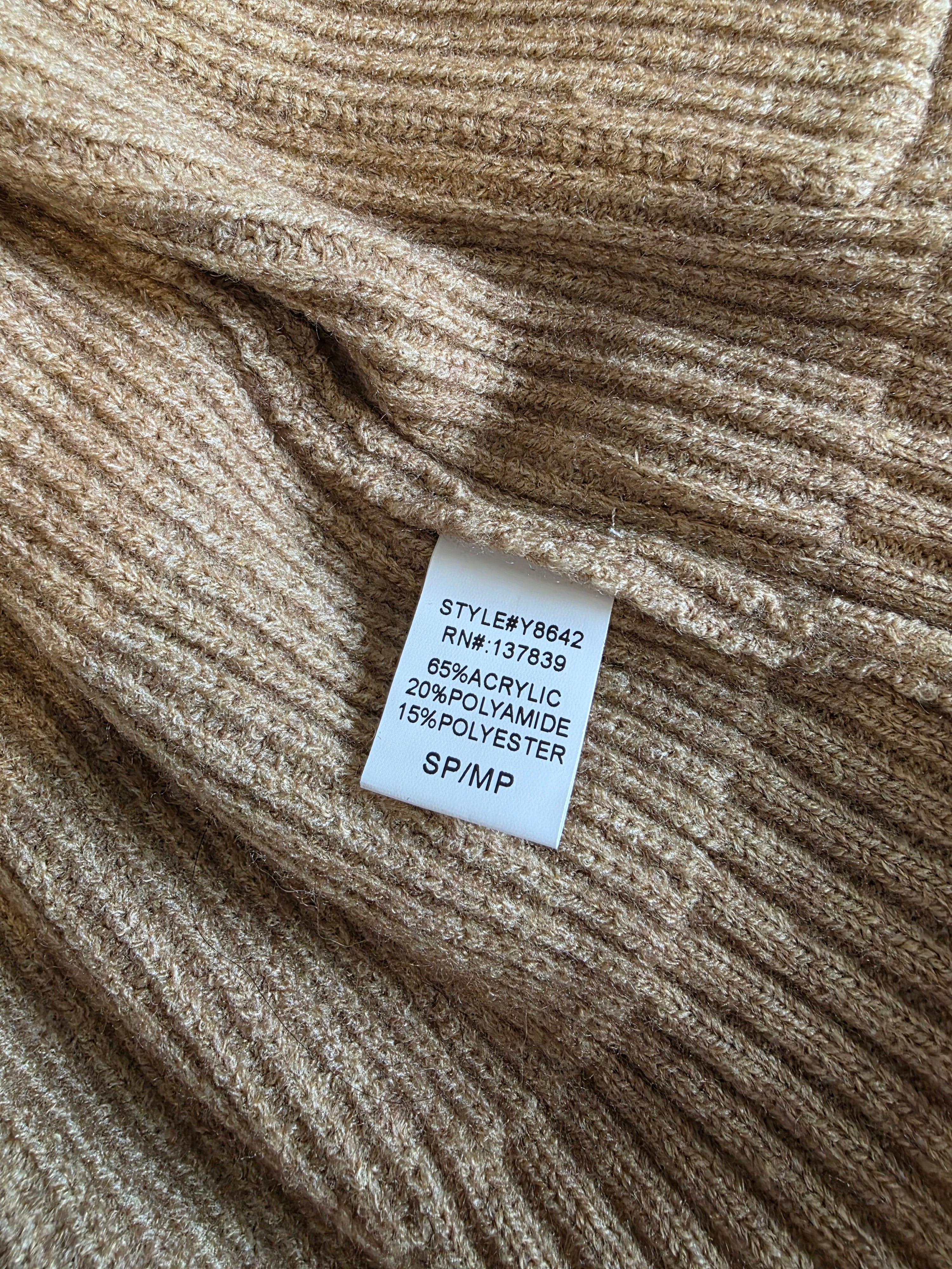 Brown Ribbed Cardigan Sweater (S/M)