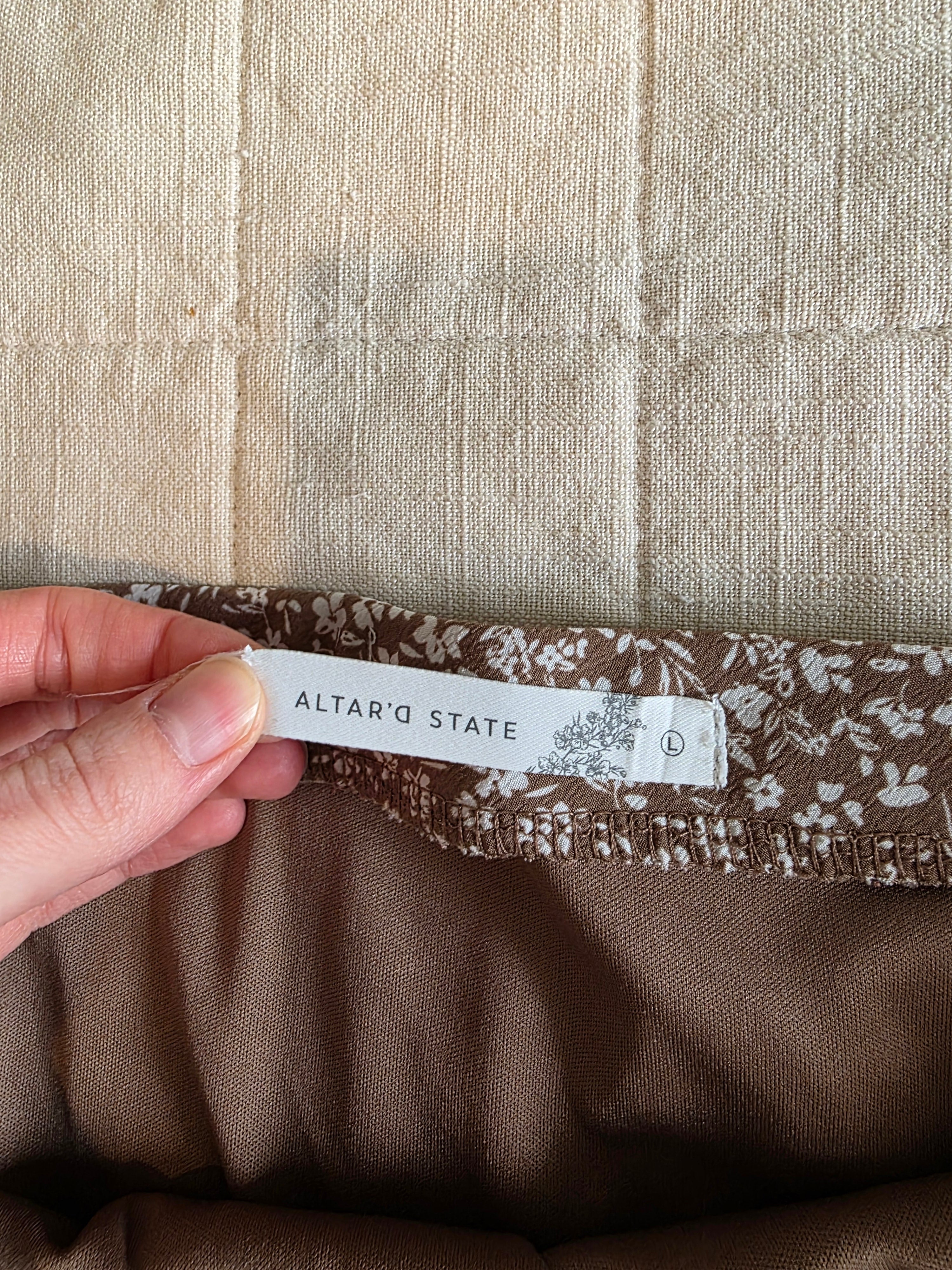 Altar'd State Brown Floral Skirt (L)