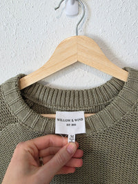Green Crewneck Boxy Sweater Tee (M)