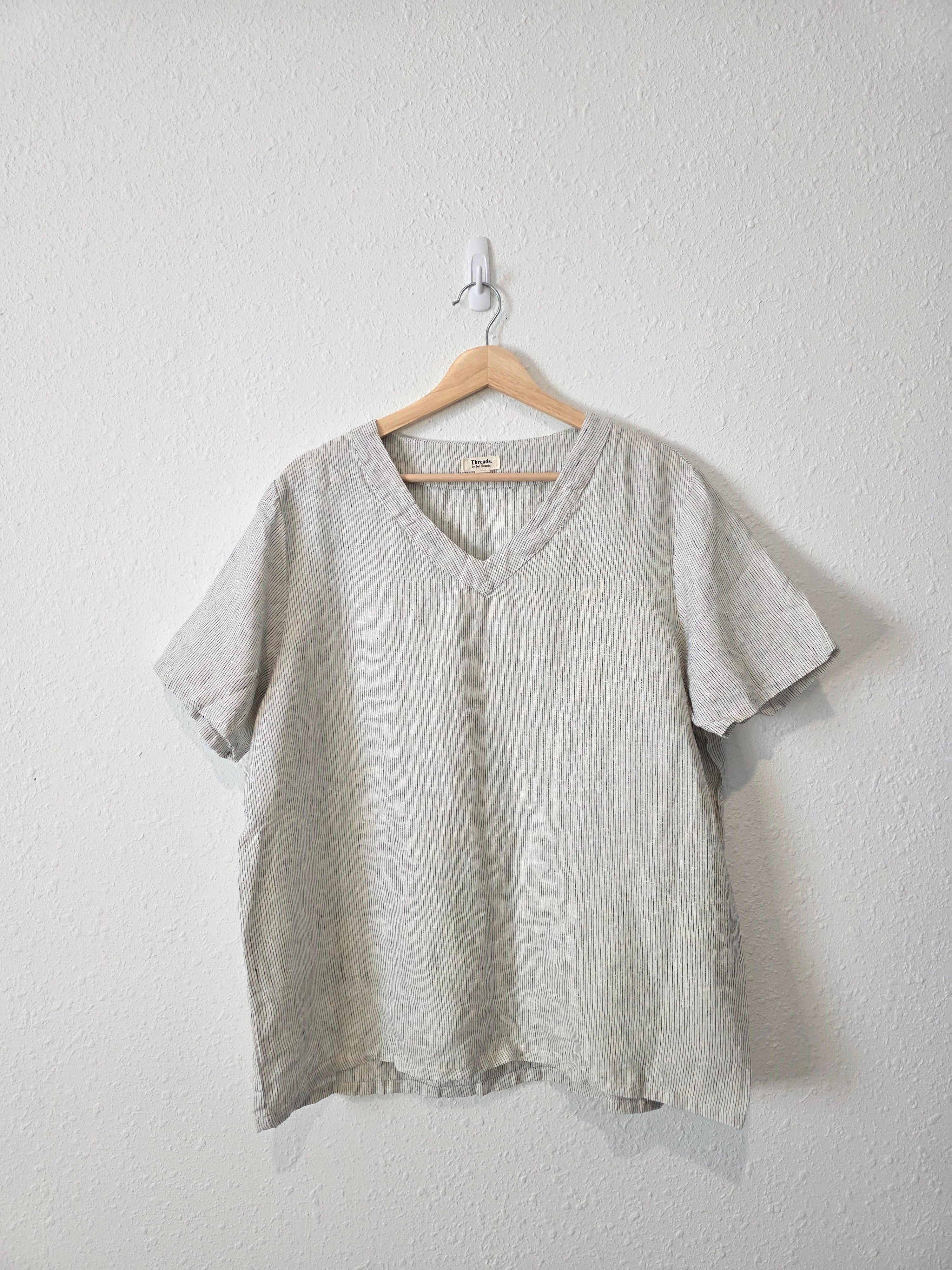 Threads Boxy Linen Pinstripe Top (L)
