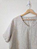 Threads Boxy Linen Pinstripe Top (L)