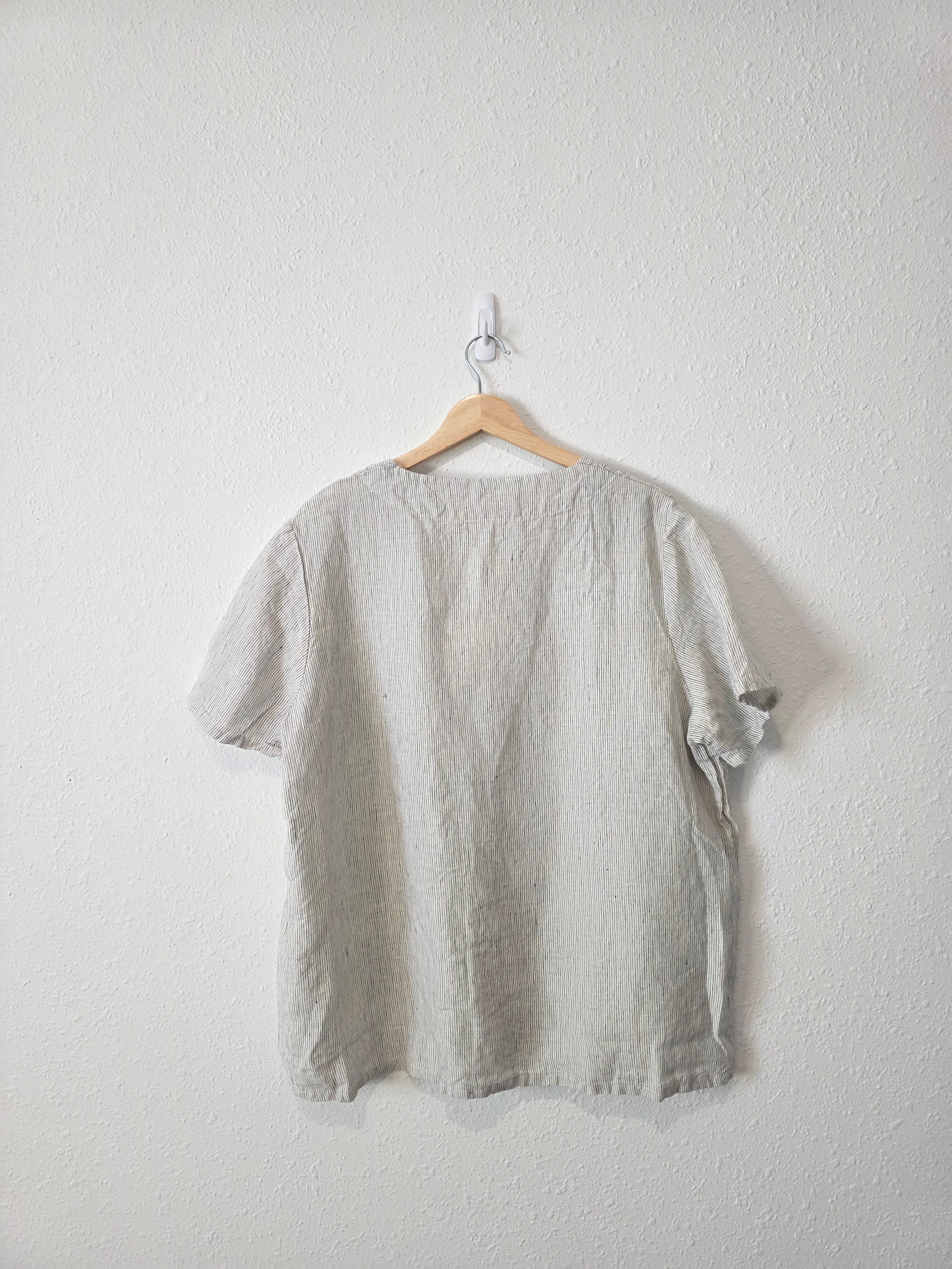 Threads Boxy Linen Pinstripe Top (L)
