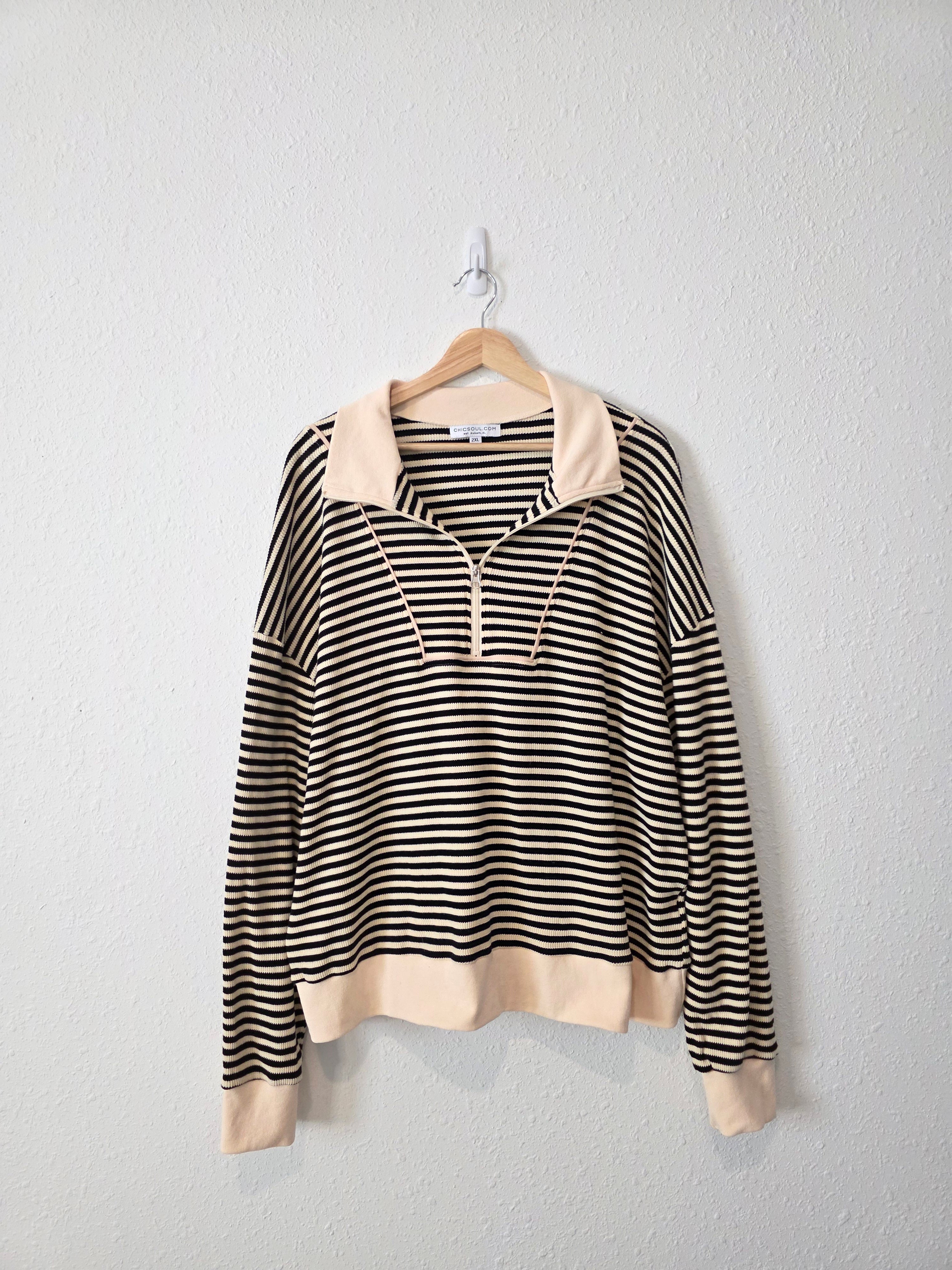 Striped Quarter Zip Pullover (2X)