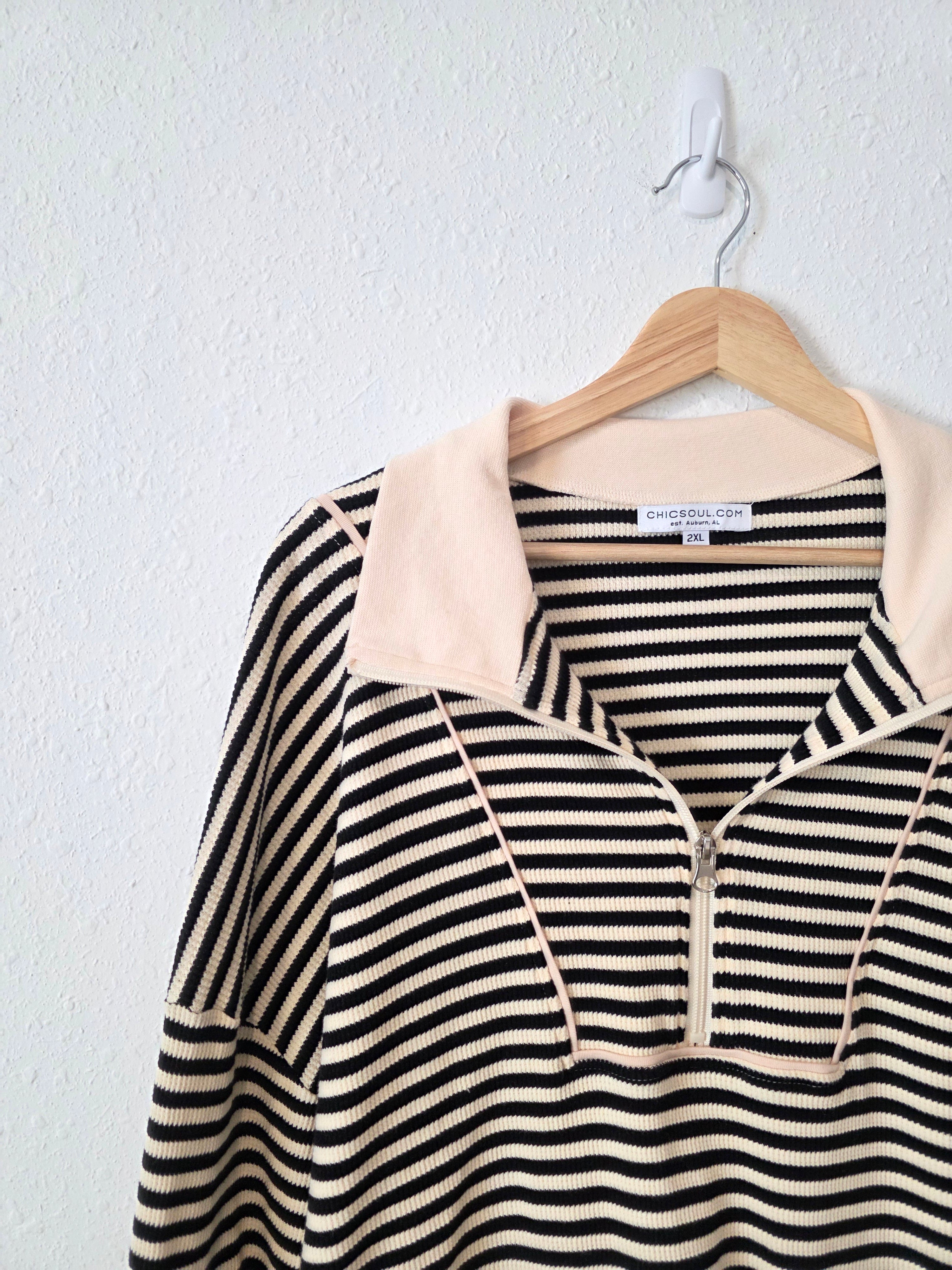 Striped Quarter Zip Pullover (2X)