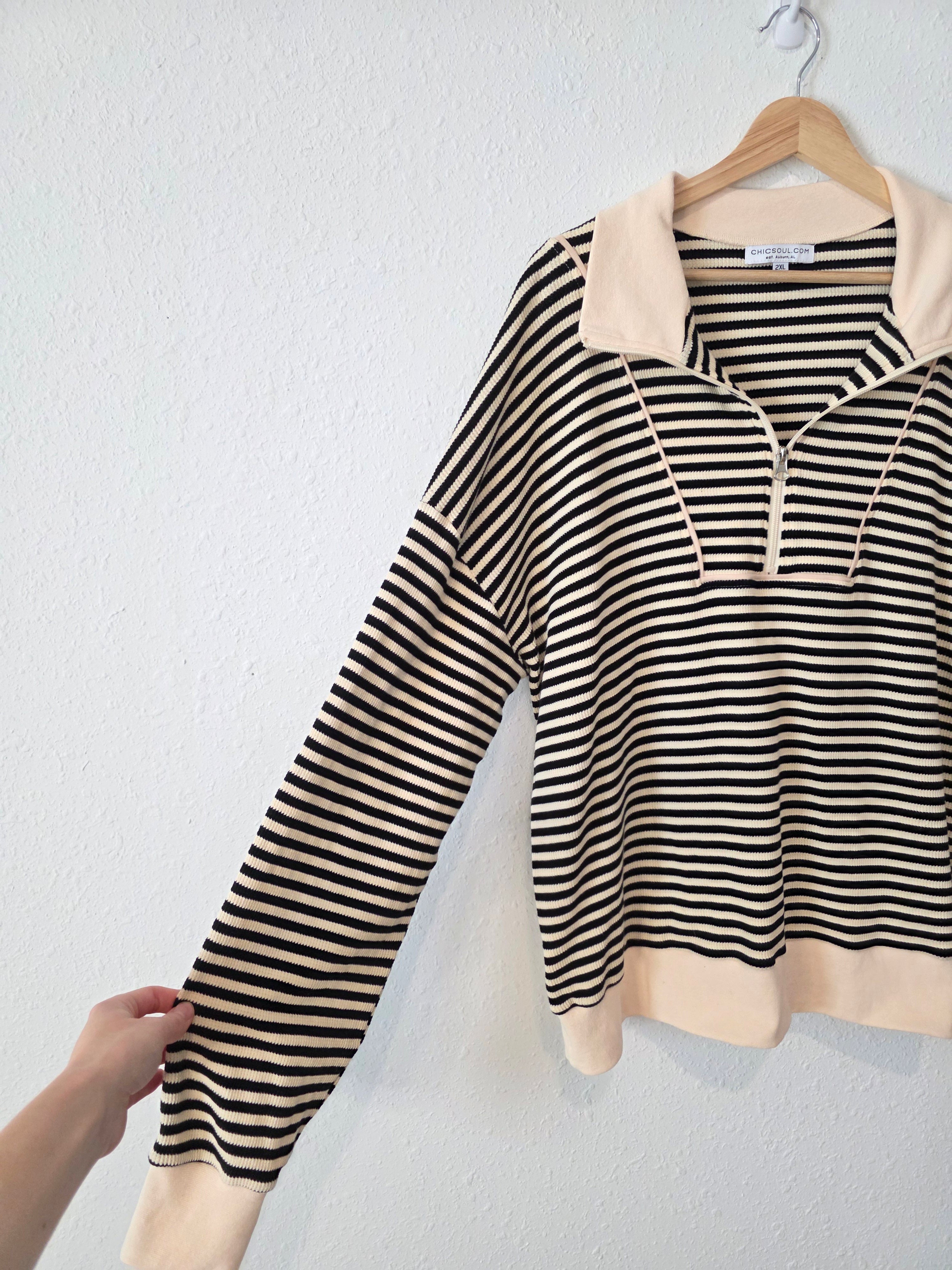 Striped Quarter Zip Pullover (2X)