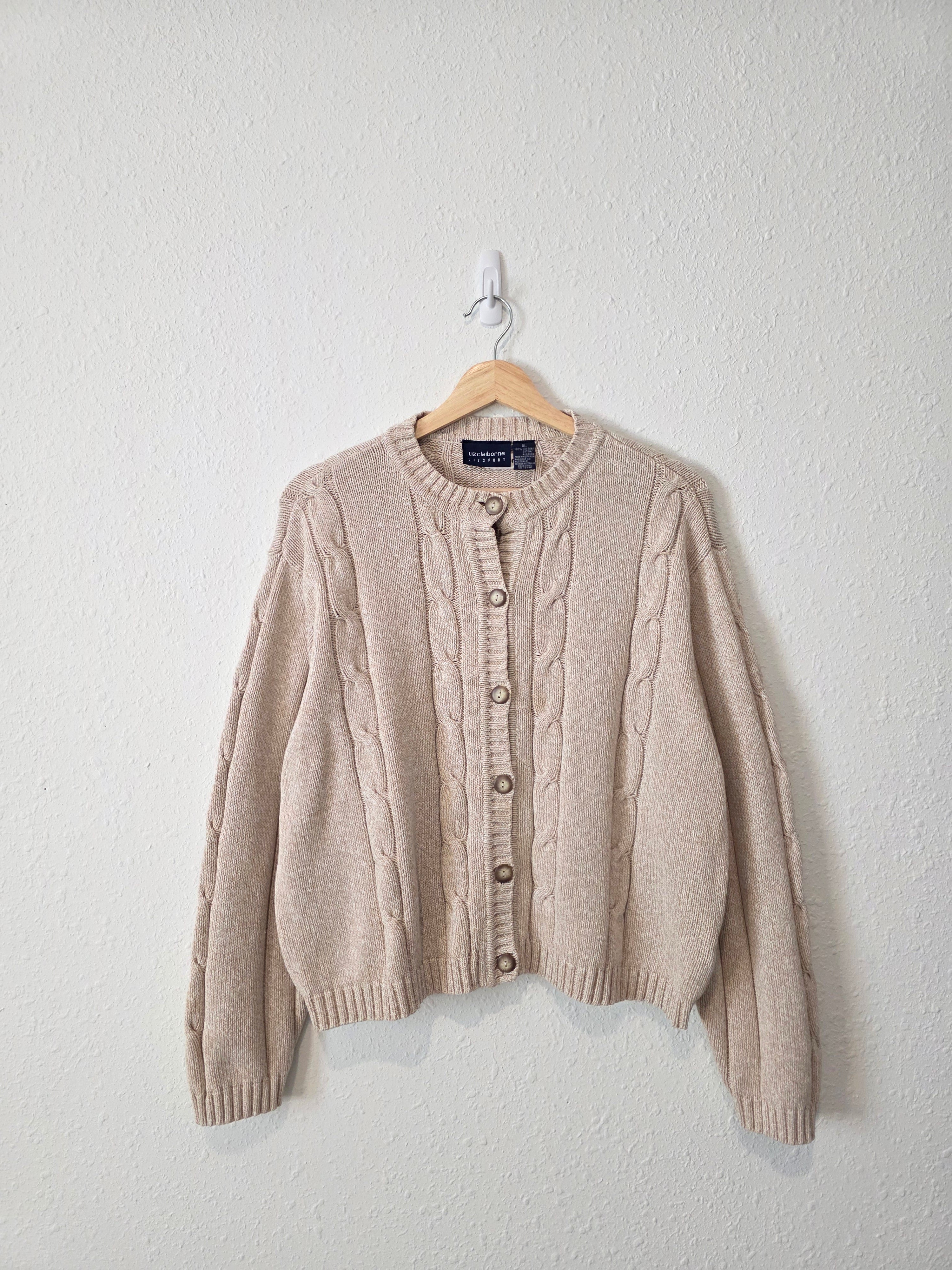 Vintage Cotton Cable Knit Cardigan (XL)