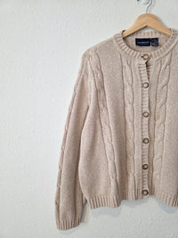 Vintage Cotton Cable Knit Cardigan (XL)