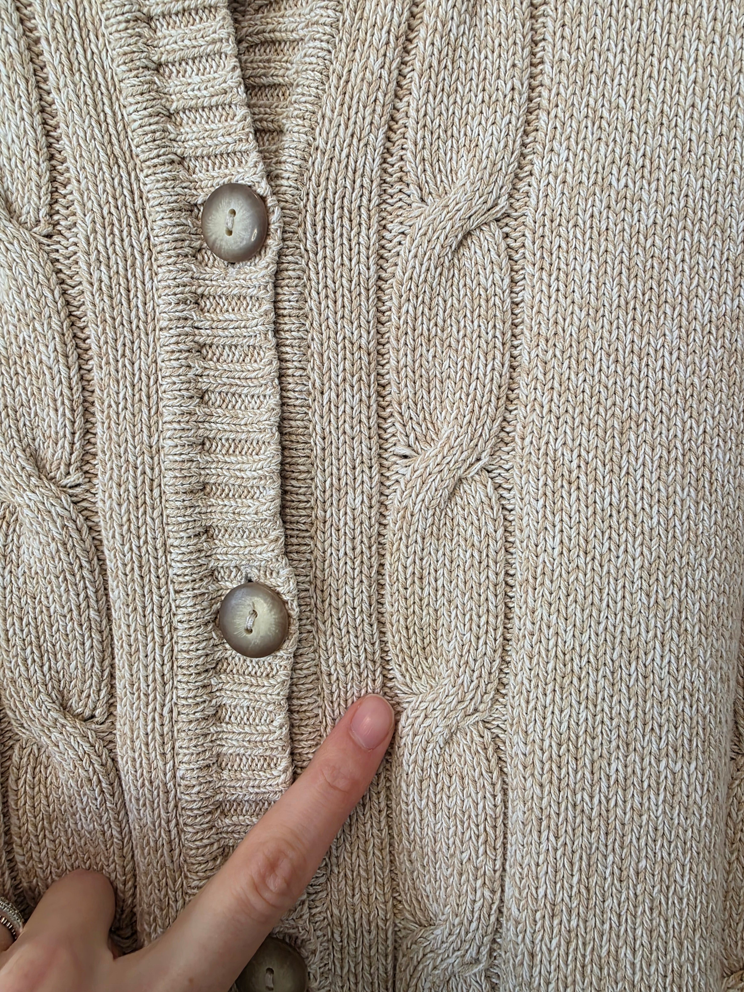 Vintage Cotton Cable Knit Cardigan (XL)