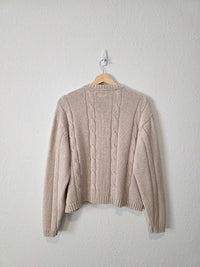 Vintage Cotton Cable Knit Cardigan (XL)