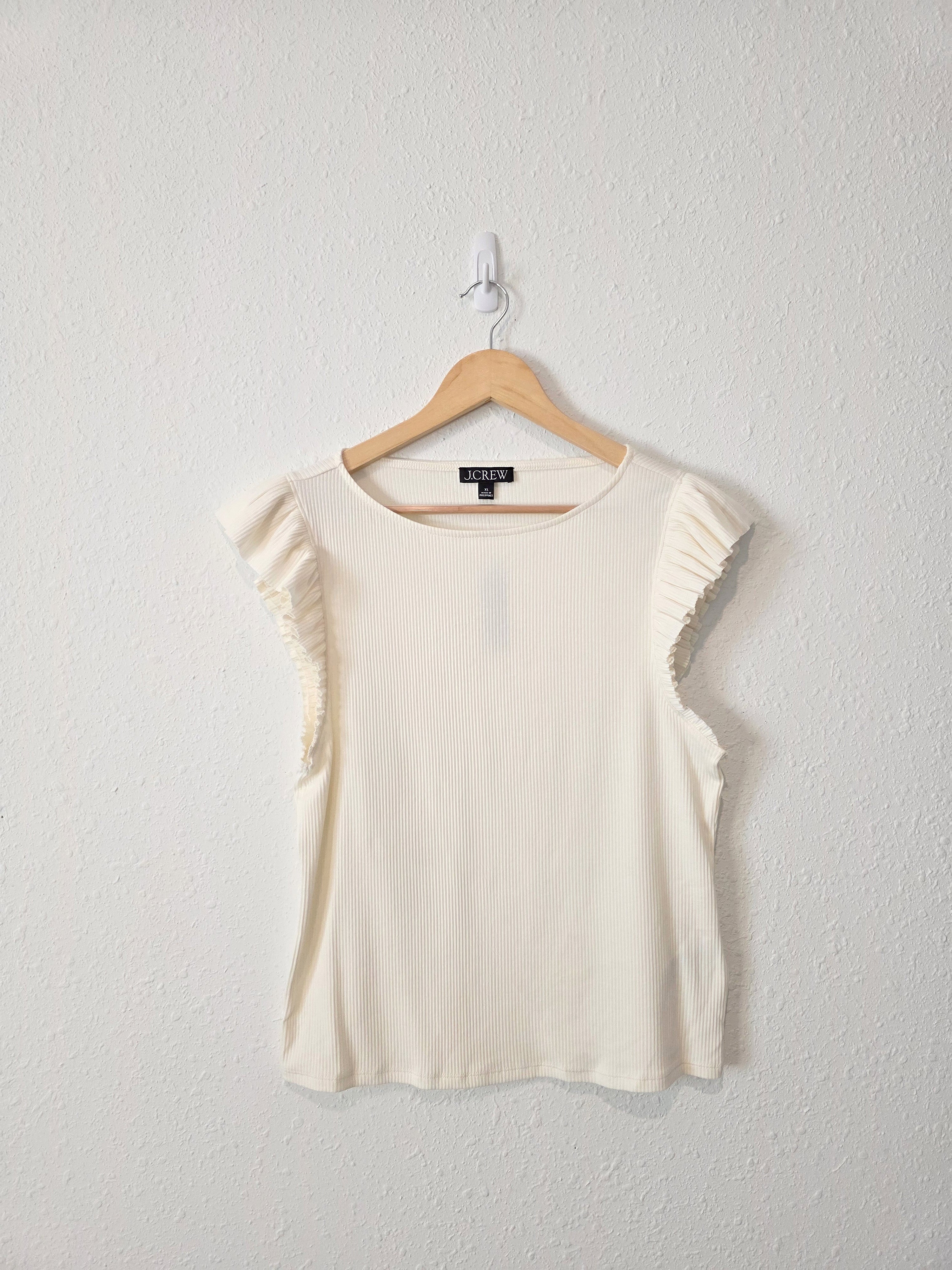 NEW J.Crew Ribbed Ruffle Top (XL)