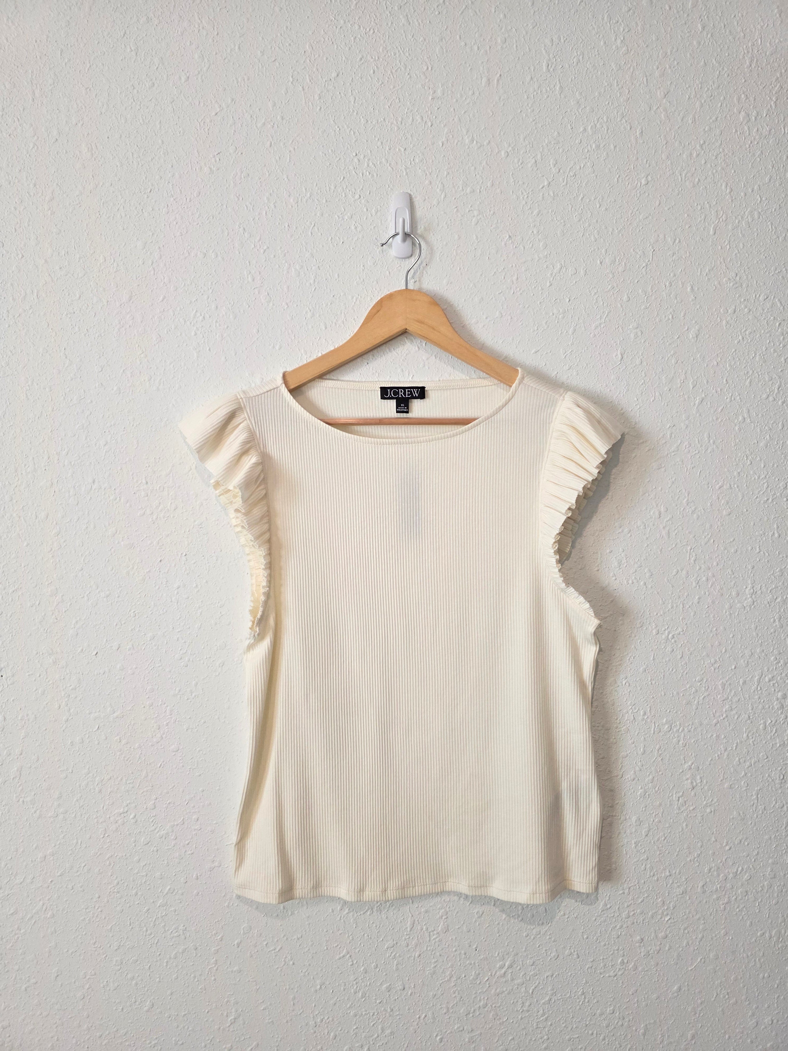 NEW J.Crew Ribbed Ruffle Top (XL)